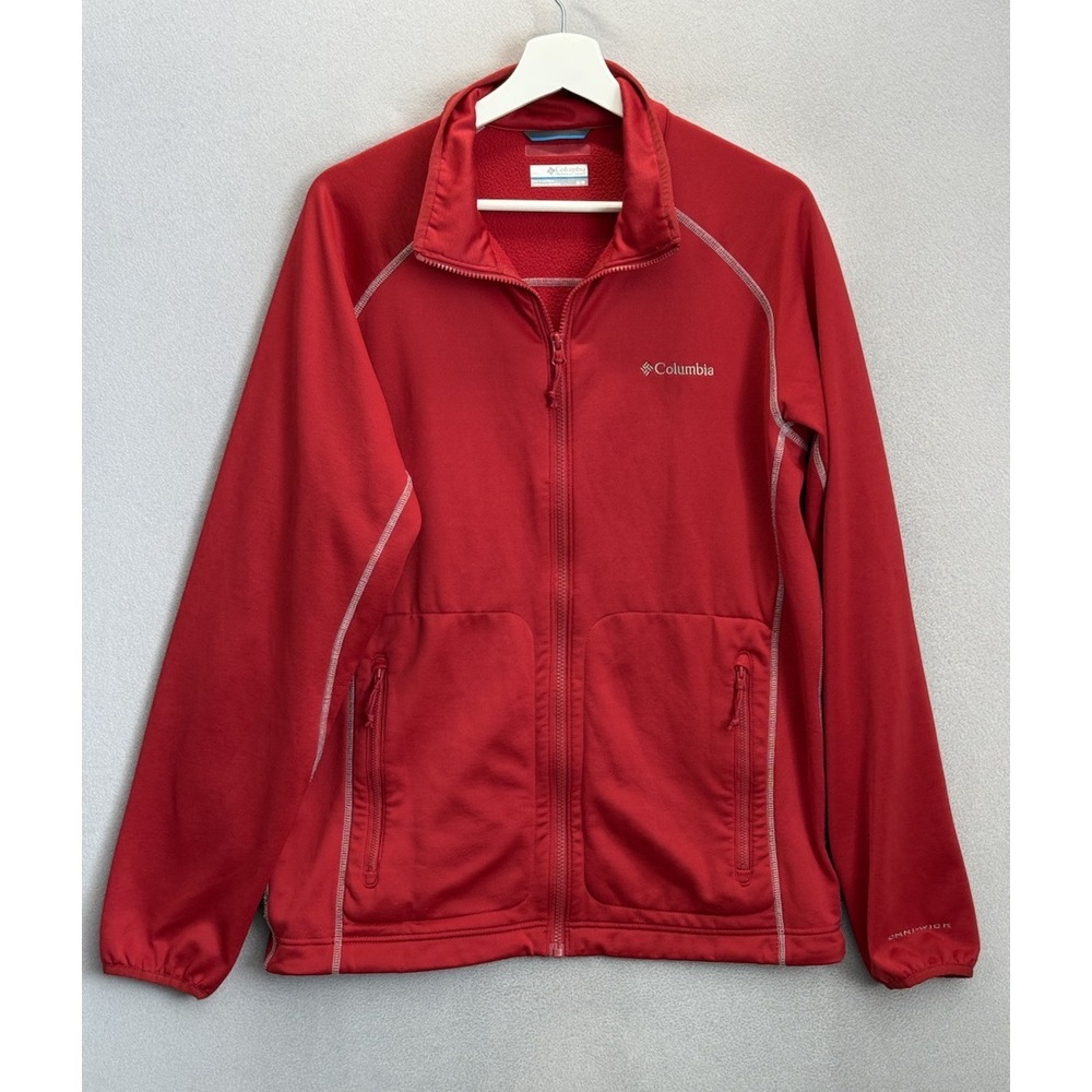Columbia Men's Sz M Red Omni-Wick Full Zip Jacket Fleece Zipper Pockets Jacket